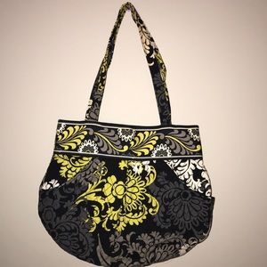 Vera Bradley Green Black Floral Print Round Bag